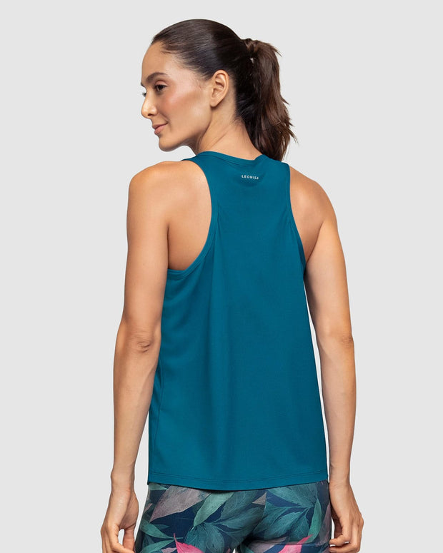 Camiseta deportiva de secado rápido y silueta semiajustada para mujer#color_541-azul